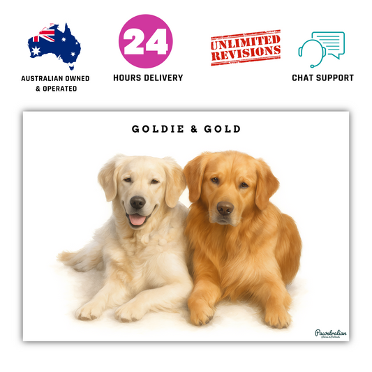 Two Pets Portrait – Custom Digital Art of Your Pet Duo (Made in Australia)