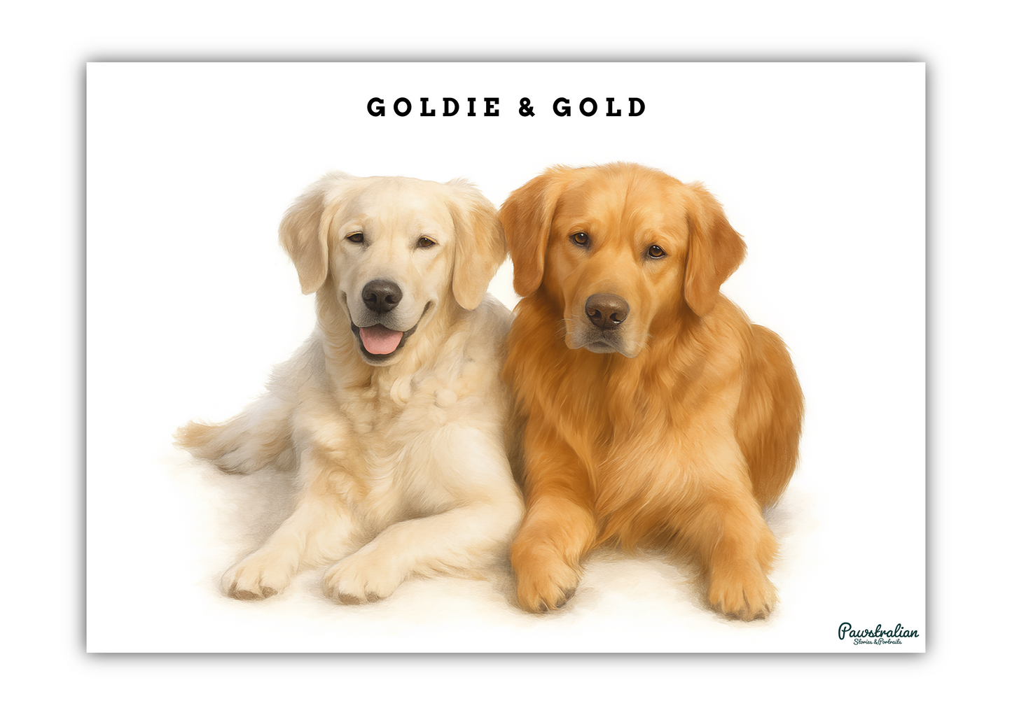 Classic painterly digital portrait of two pets – realistic custom artwork from photo