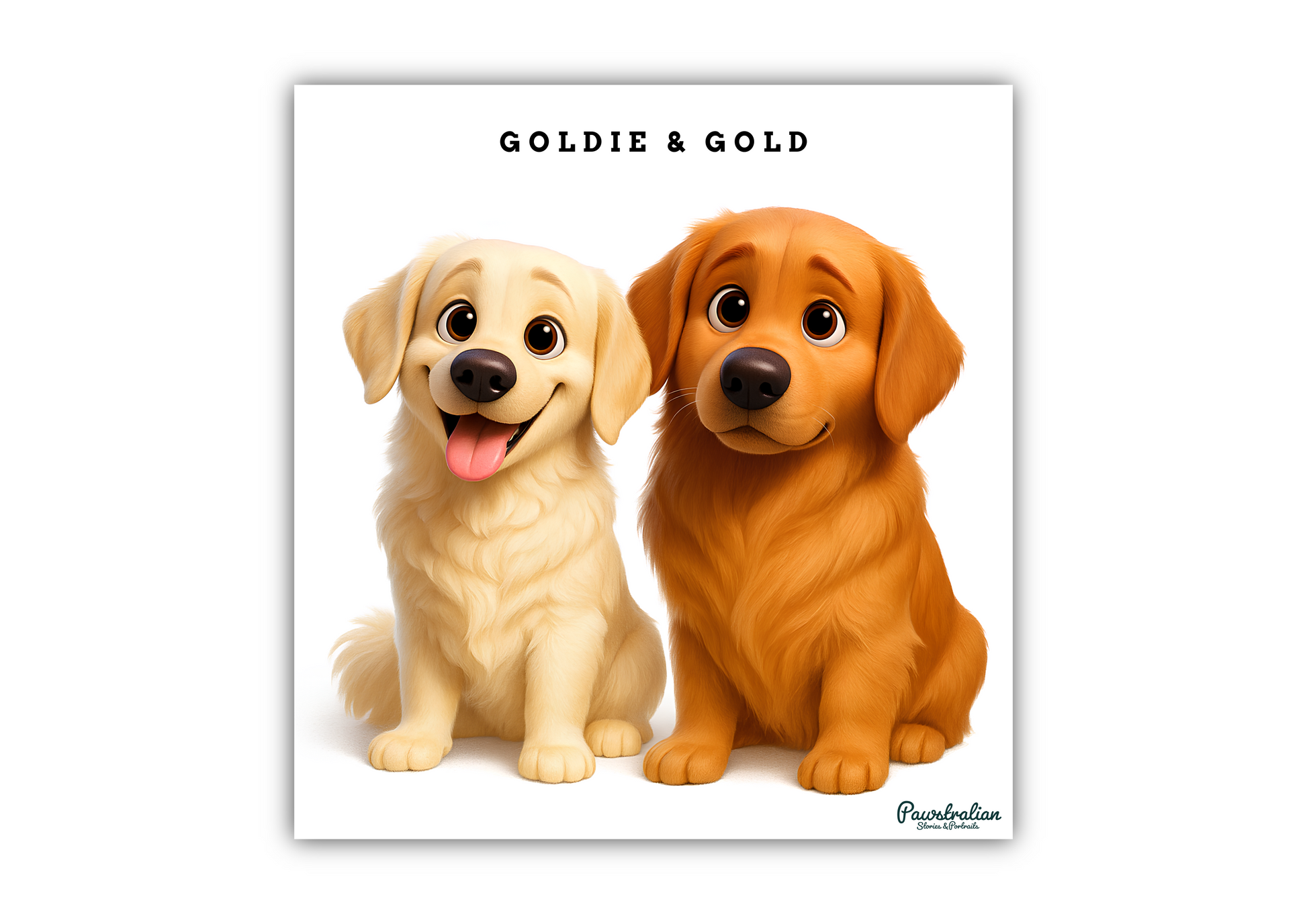 Pixar-inspired cartoon portrait of two pets – fun, colourful custom pet illustration