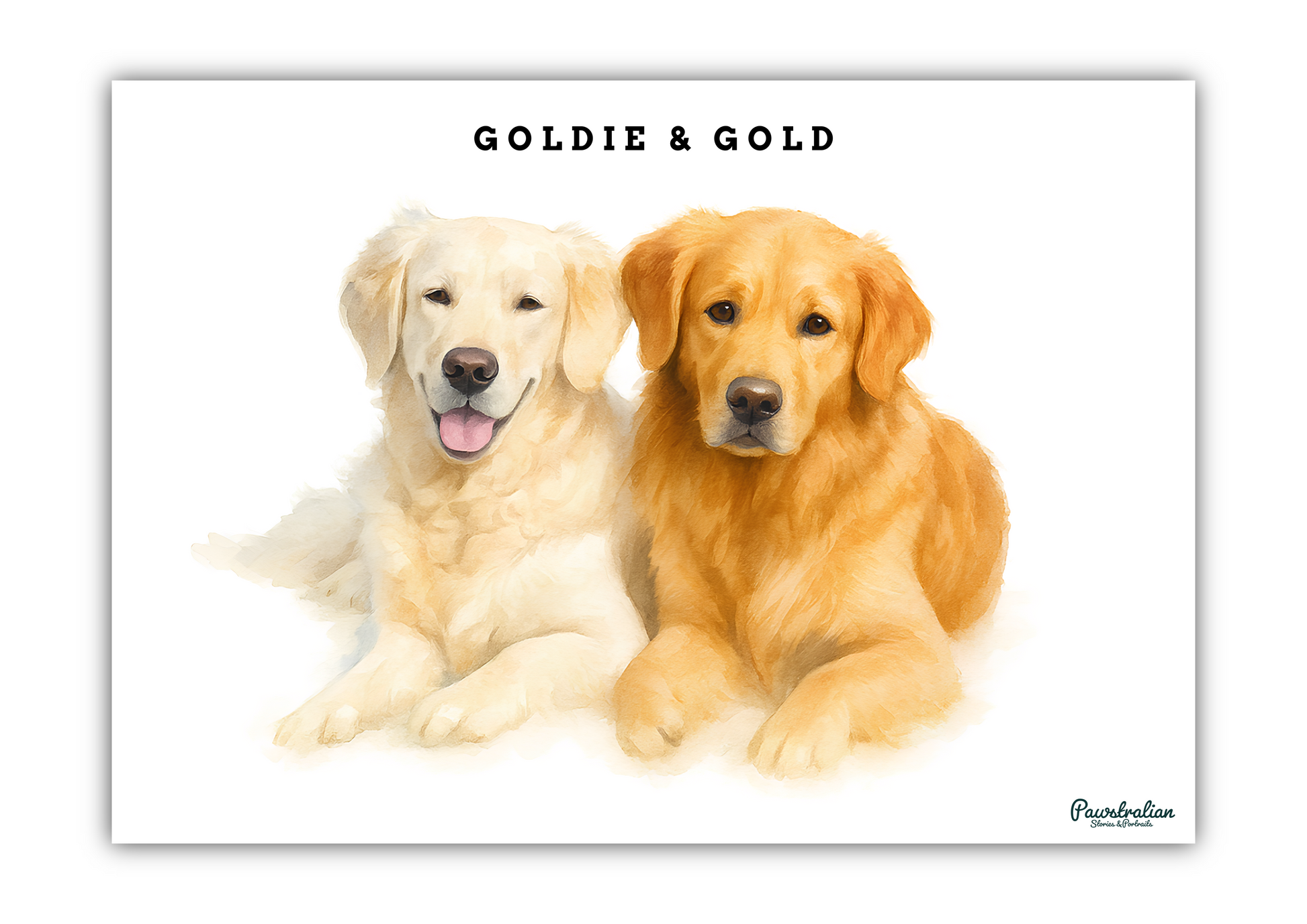Realistic watercolor portrait of two pets – soft, blended digital artwork created from your photos
